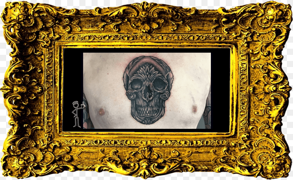 Skull Chest Tattoo Beautiful Love Photo Frame, Person, Skin, Art, Painting Free Png Download