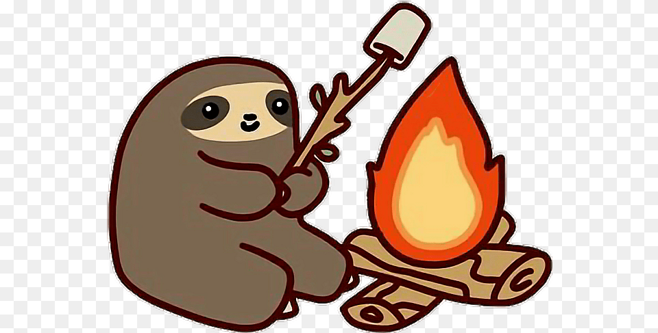 Download Sloth Fire Animal Marshmallow Camping Tumblr Sloth Stickers, Flame Free Transparent Png