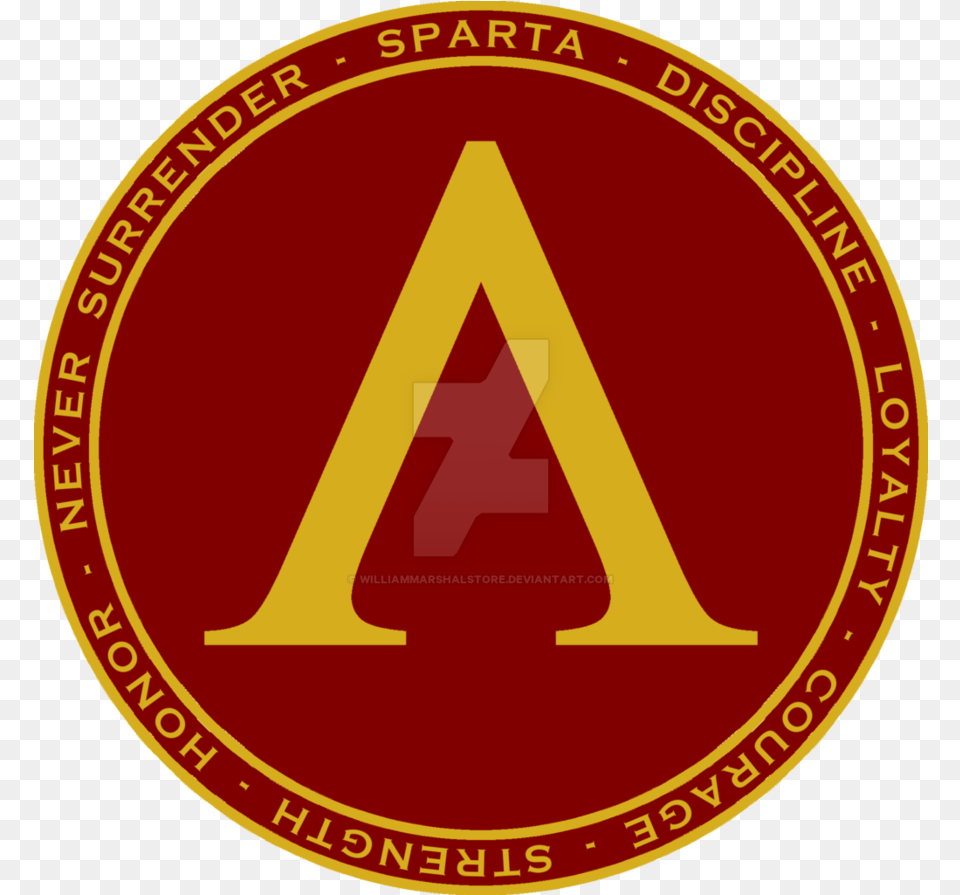 Sparta Shield Maroon And Gold Seal By Alexander The Great, Logo, Symbol, Emblem Free Png Download