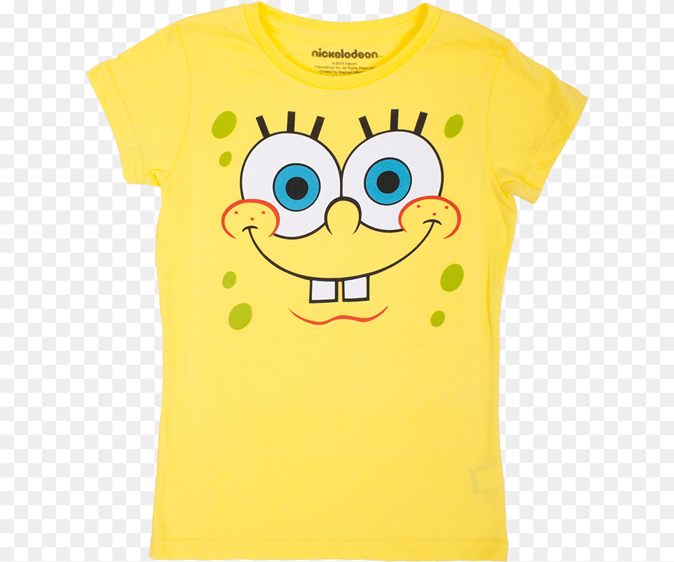 Download Spongebob Squarepants Girls Big Face Tee Yellow Spongebob Squarepants Phone Case, Clothing, T-shirt, Shirt, Animal Png