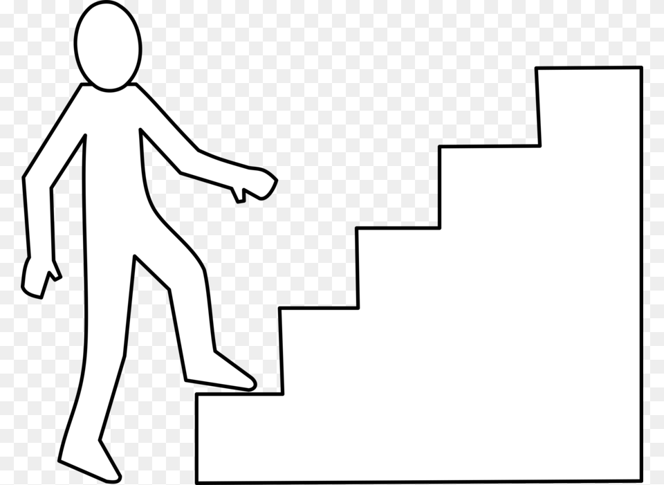 Download Stairs Outline Clipart Staircases Clip Art White Black, Person, Walking, Stencil, Body Part Free Png