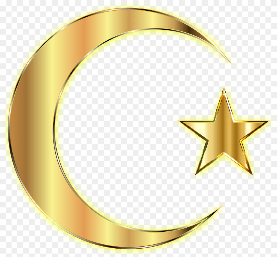 Star And Crescent Moon Computer Icons Gold Crescent And Star Star Symbol, Symbol, Nature, Night Free Png Download