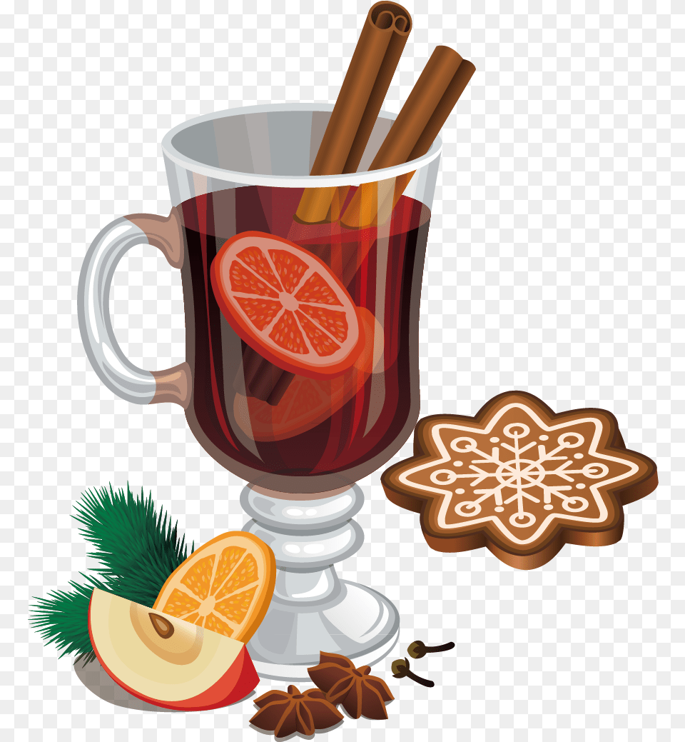 Download Star Anise Clipart Vector Graphic Royalty Mulled Wine Images Transparent Background, Food, Sweets, Cup, Glass Png Image