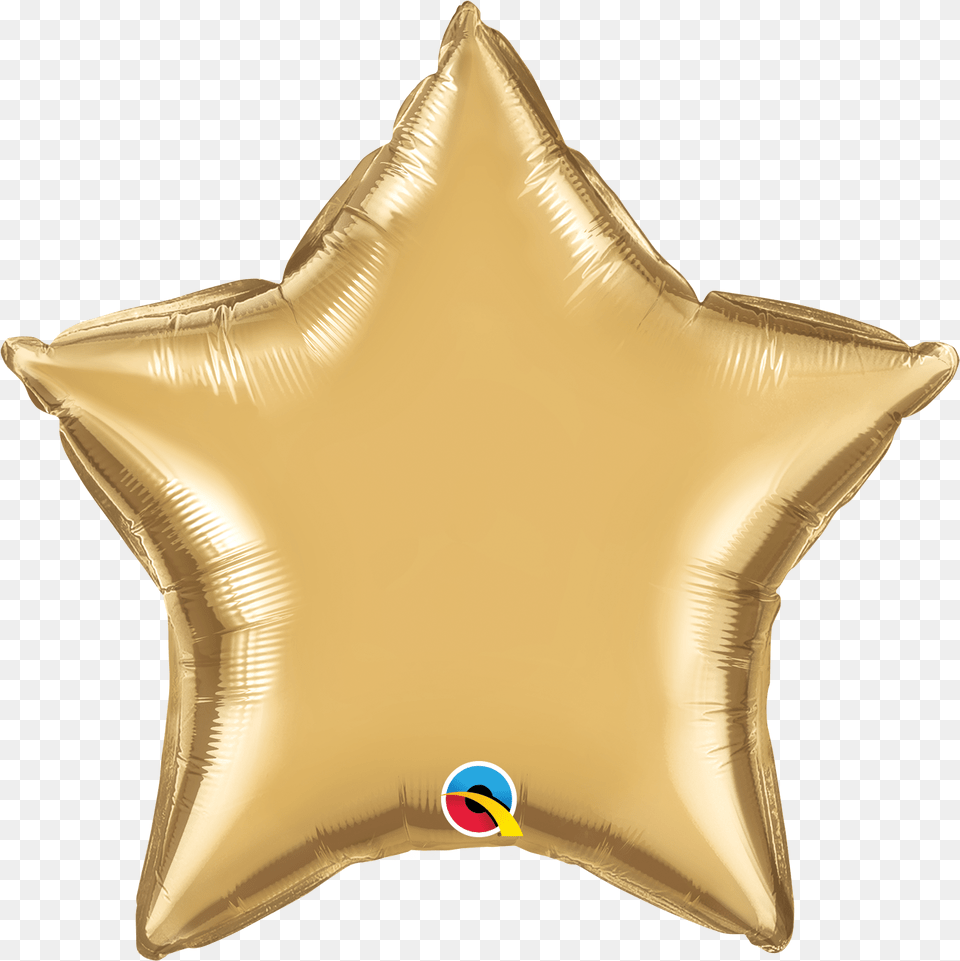 Star Qualatex Chrome Gold Balloon, Badge, Logo, Symbol, Animal Free Png Download
