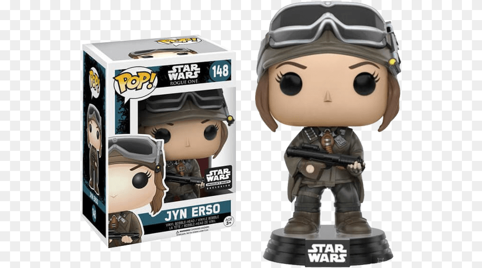 Download Star Wars Smuggleru0027s Bounty Rogue One Us Exclusive Funko Pop Star Wars Jyn Erso, Figurine, Head, Face, Person Free Transparent Png