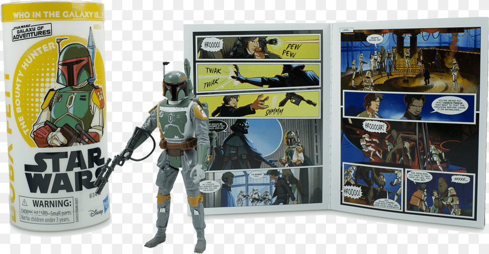 Download Star Wars Toys 2019 Hd Uokplrs Star Wars Galaxy Of Adventures Boba Fett, Book, Comics, Publication, Person Png