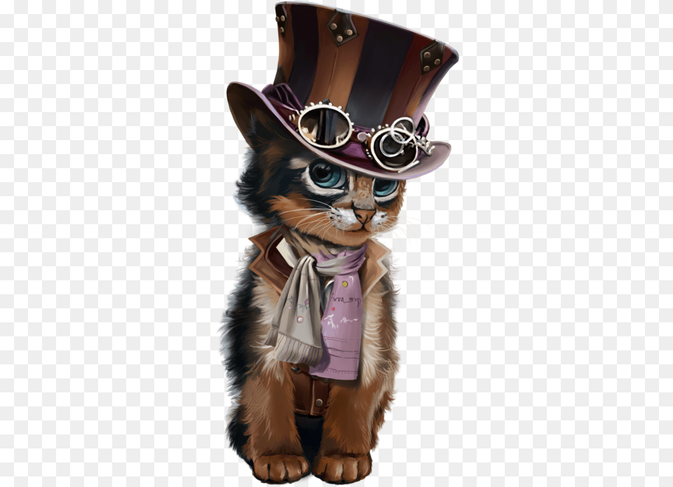 Download Steampunk Kitten Black Animal Cat Steampunk Cat, Accessories, Bag, Handbag Free Png