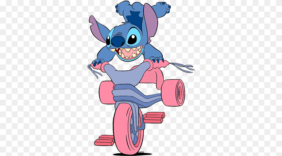 Stitch Riding Tricycle Stitch On The Tricycle, Cartoon, Baby, Person, Book Free Png Download