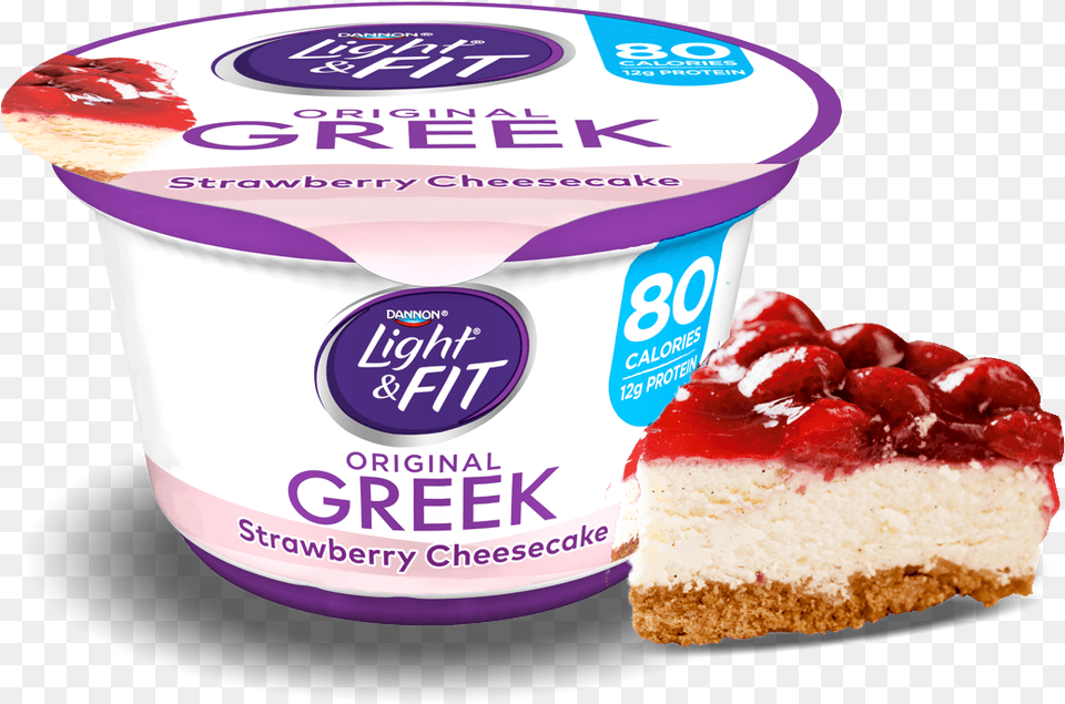 Strawberry Cheesecake Greek Yogurt Light And Fit Dannon Light And Fit Yogurt, Dessert, Food, Cream, Ice Cream Free Png Download