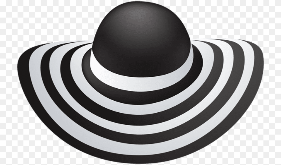 Download Striped Sun Hat Clipart Photo Black And White, Clothing, Sun Hat, Sombrero Png