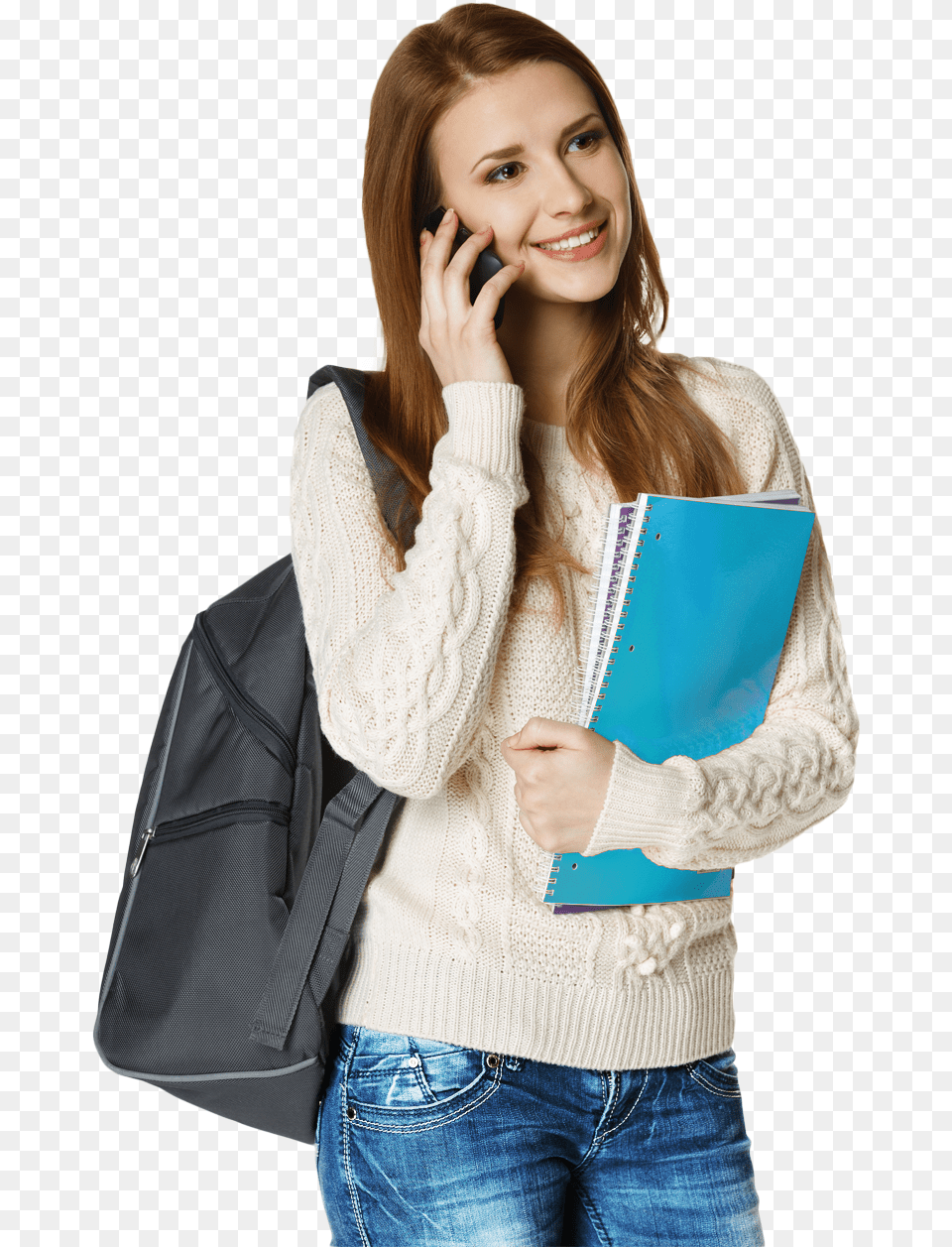 Download Student Students Talking On Mobile Phone University Student Hd, Sweater, Clothing, Knitwear, Accessories Free Transparent Png