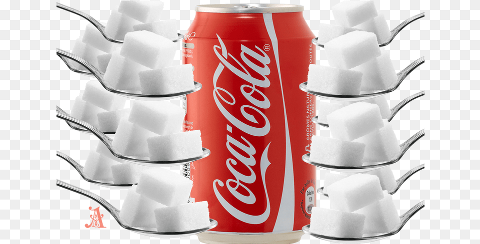 Sugar In Coke Much Sugar In A Can Of Coke Coca Cola, Tin, Beverage, Soda, Food Free Png Download