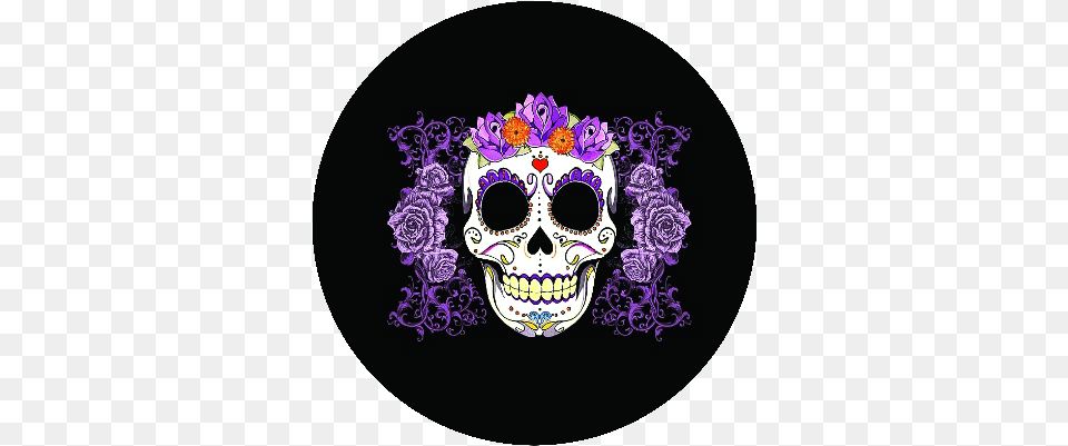 Download Sugar Skull With Flower Crown Calavera Mega Francesita, Carnival, Purple, Crowd, Mardi Gras Free Png