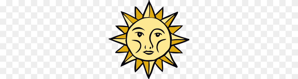 Download Sun With Face Clip Art Clipart Smiley Clip Art, Gold, Person, Head, Logo Png Image