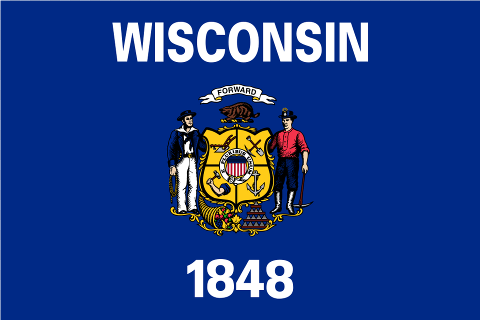 Svg State Of Wisconsin Flag, Logo, Person, People, Text Free Png Download