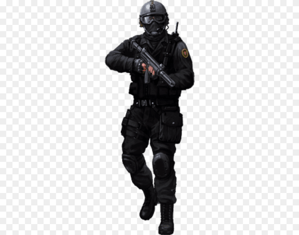 Swat Approaching With Fun Images Swat, Adult, Person, Man, Male Free Png Download