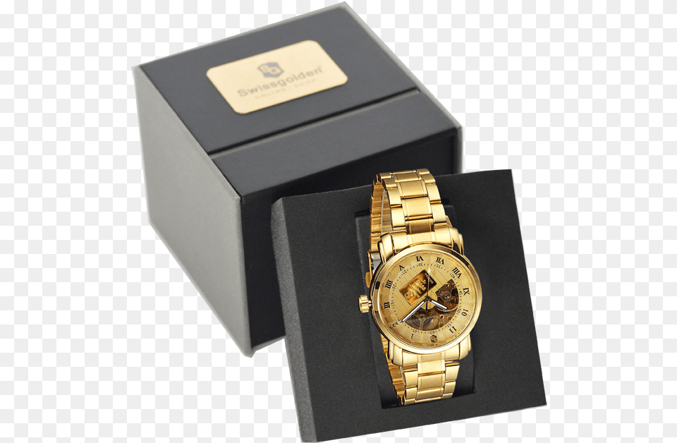 Swissgolden Gold Bar Premium Transparent Background Watch Gold, Arm, Body Part, Person, Wristwatch Free Png Download