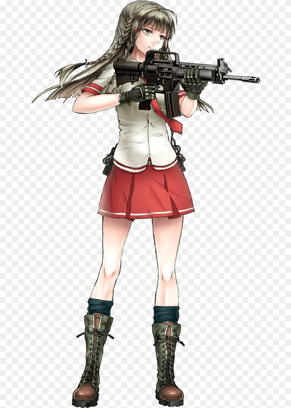 T91assaultriflenormal Cartoon Girl Shooting Gun Anime Girl Gun, Weapon, Clothing, Rifle, Costume Free Png Download