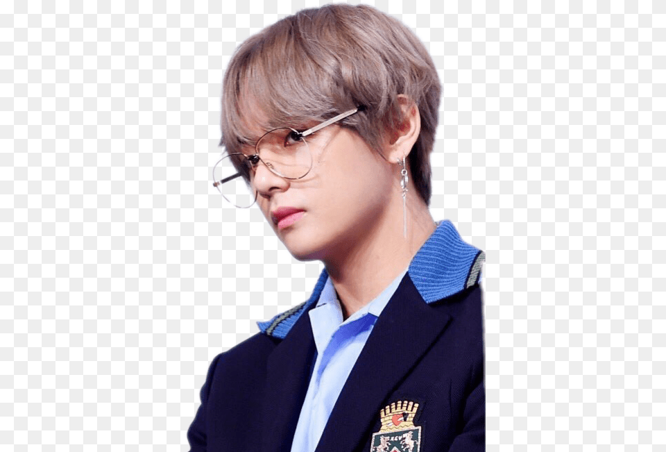Download Taehyung Hairstyle Love Bts Her Yourself Kim Hq Bts V With Glasses, Woman, Jacket, Person, Female Png