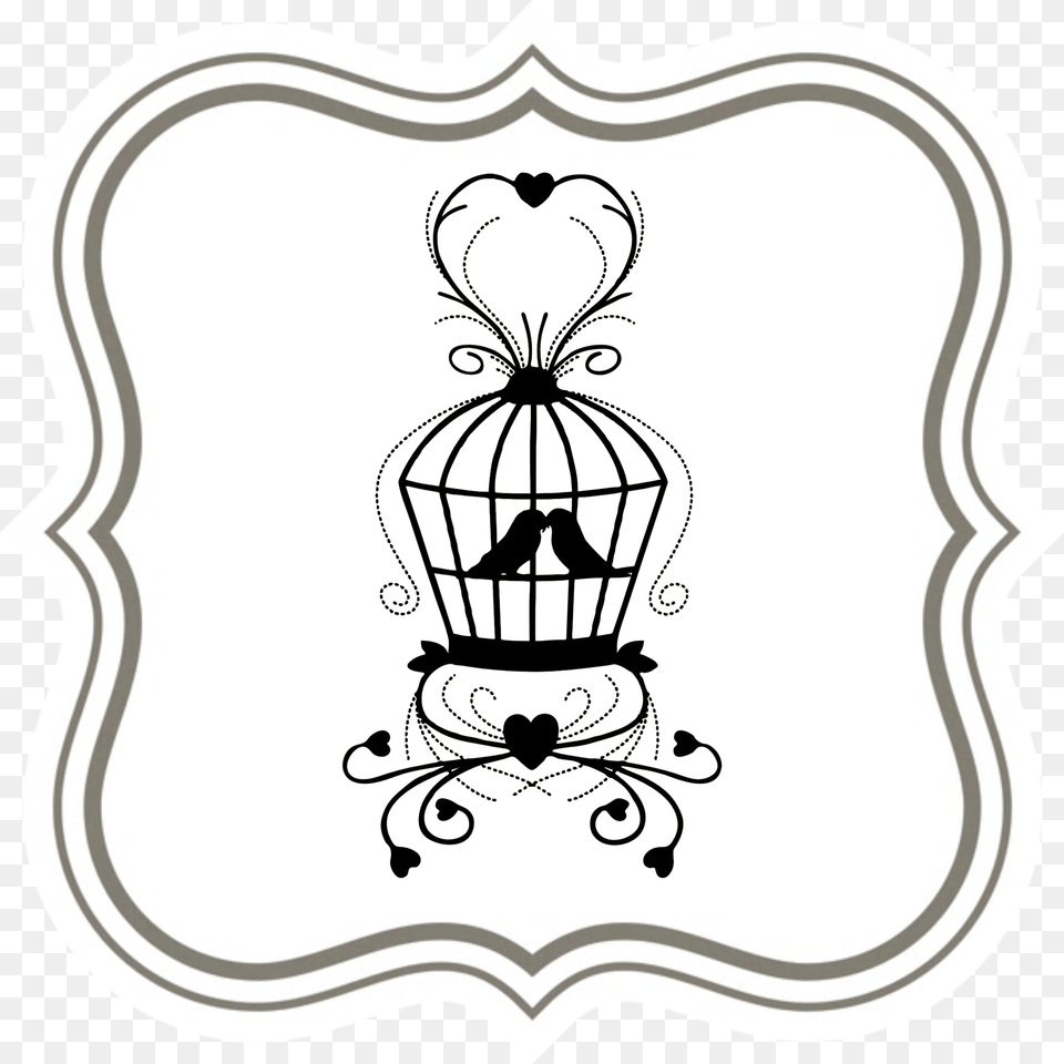Tag Bird Cage Label Drawing Scrap Book Weddings Love Bird Frame, Art, Stencil Free Png Download
