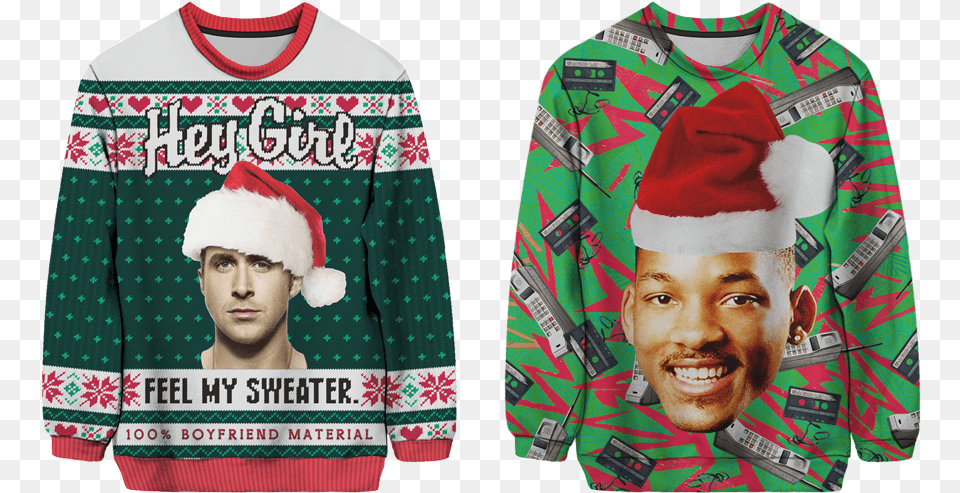 The 12 Best Ugly Christmas Sweaters Money Can Buy Best Tacky Christmas Sweaters, Sweatshirt, Sweater, Knitwear, Clothing Free Png Download