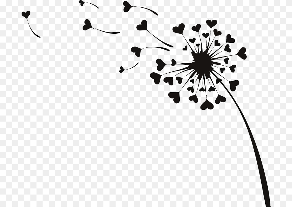 Download The Flying Dandelion Love Hearts Vector Heart Dandelion, Flower, Plant Png
