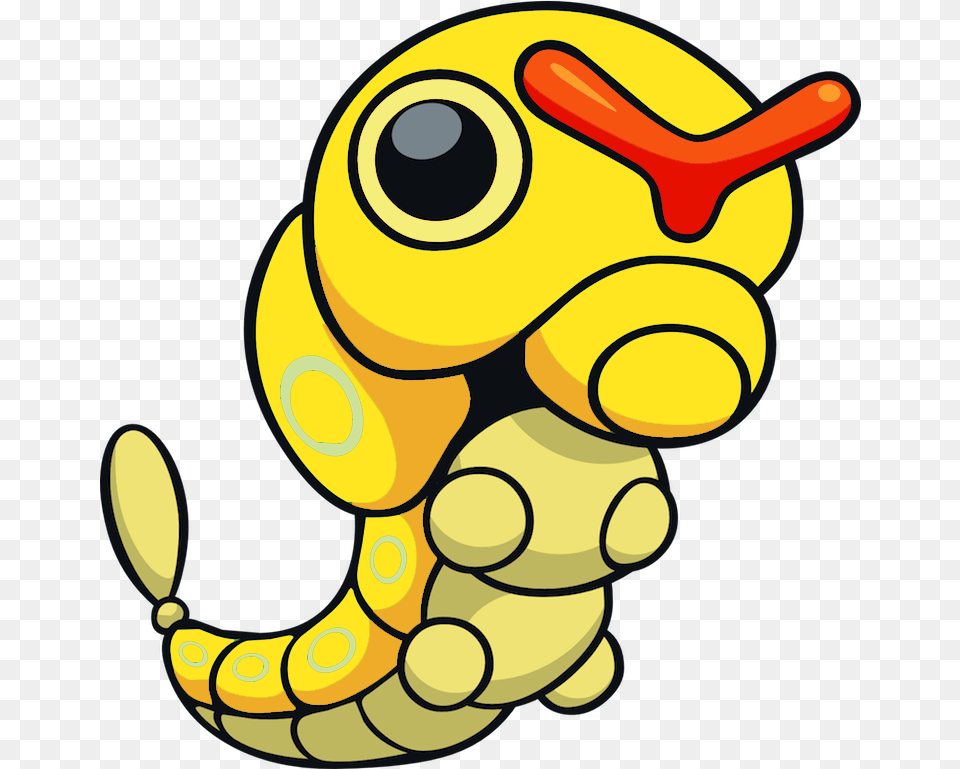 Download The Mystical Golden Caterpie Pokemon Shiny Caterpie, Dynamite, Weapon, Animal, Reptile Png