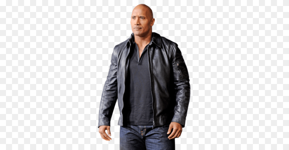 Download The Star Market Leather Jacket With No Dwayne The Rock Johnson, Clothing, Coat, Adult, Man Png Image