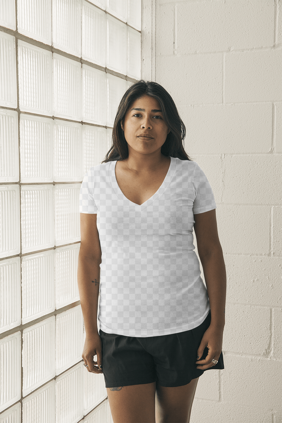 Download The Womens V Neck Image T Shirt Free Png