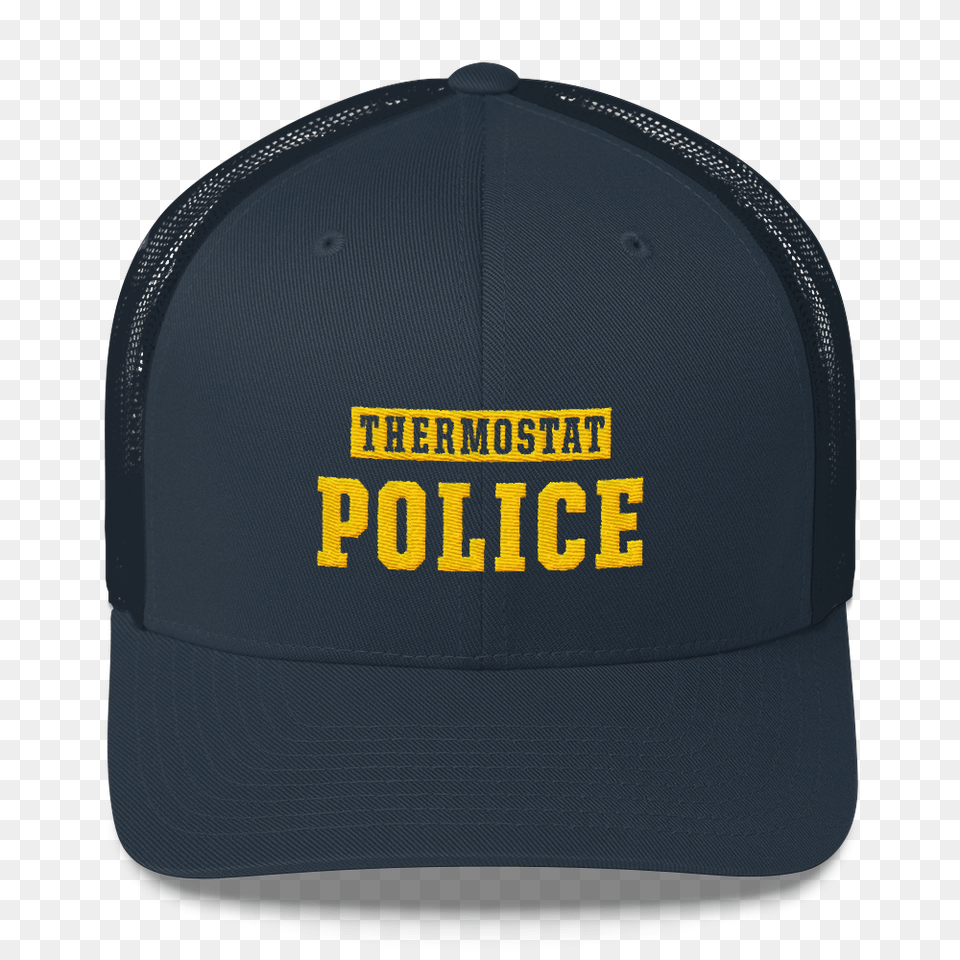 Download Thermostat Police Trucker Cap Baseball Cap, Baseball Cap, Clothing, Hat Png Image