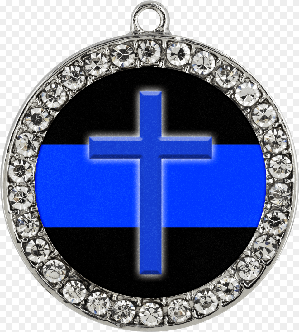 Download Thin Blue Line Cross Bracelet Necklace Hd Necklace, Accessories, Diamond, Gemstone, Jewelry Png