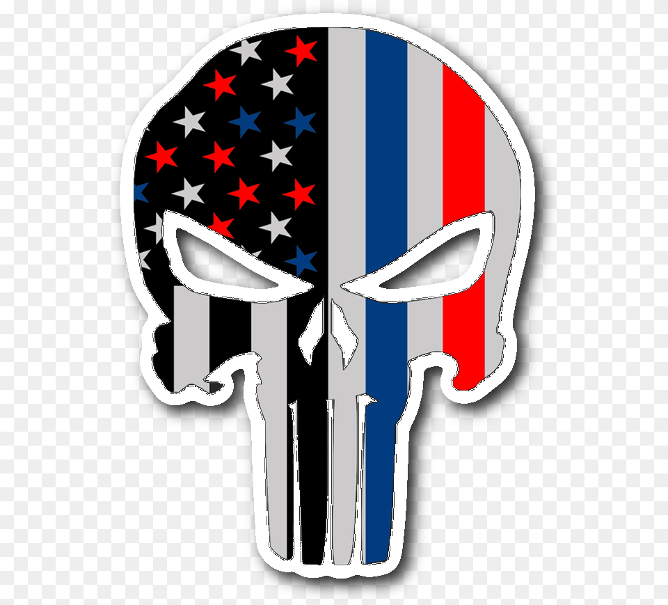 Download Thin Blue Line Image With Punisher Skull Blue Line, Sticker Free Transparent Png