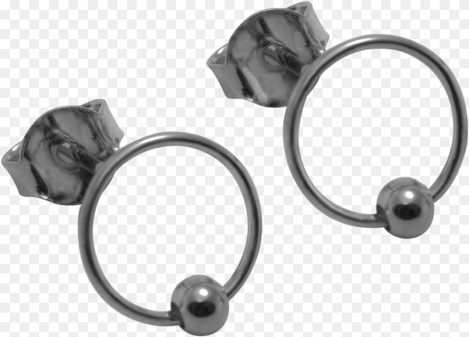 Thin Circle Black U0026 Silver Image With No Earrings, Accessories, Earring, Jewelry, Bracelet Free Png Download