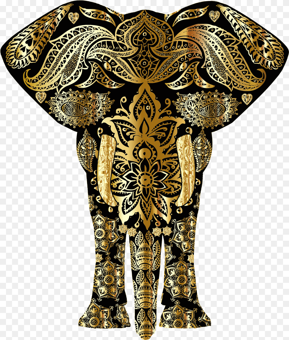 Download This Free Icons Design Of Gold Floral Pattern Gold Elephant, Art, Graphics, Floral Design, Wedding Png Image