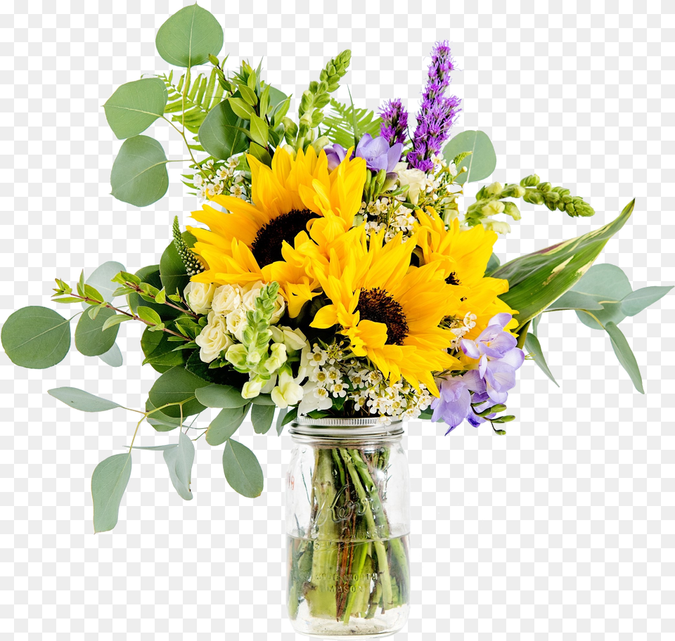 Download This Little Bunch Includes Sunflowers Eucalyptus Bouquet, Flower, Flower Arrangement, Flower Bouquet, Plant Free Transparent Png