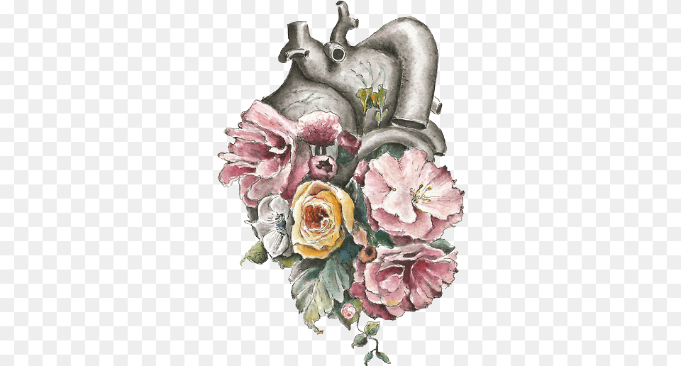 Download Thoughts Of Recovery Nurses With Tattoos Real Heart With Flowers, Art, Painting, Plant, Graphics Free Transparent Png
