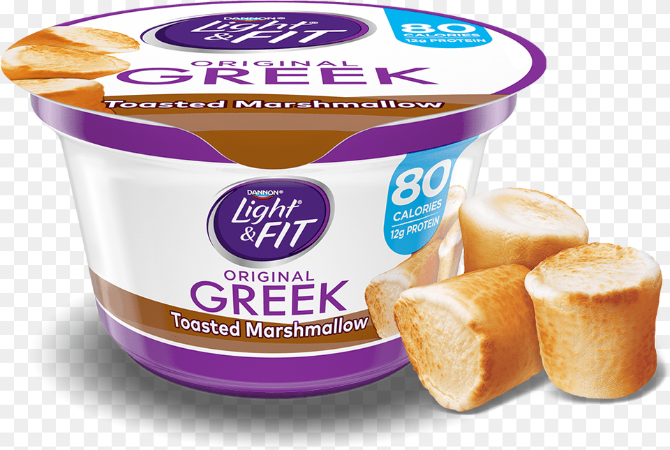 Download Toasted Marshmallow Dannon Light And Fit Greek Yogurt, Dessert, Food, Bread Free Transparent Png