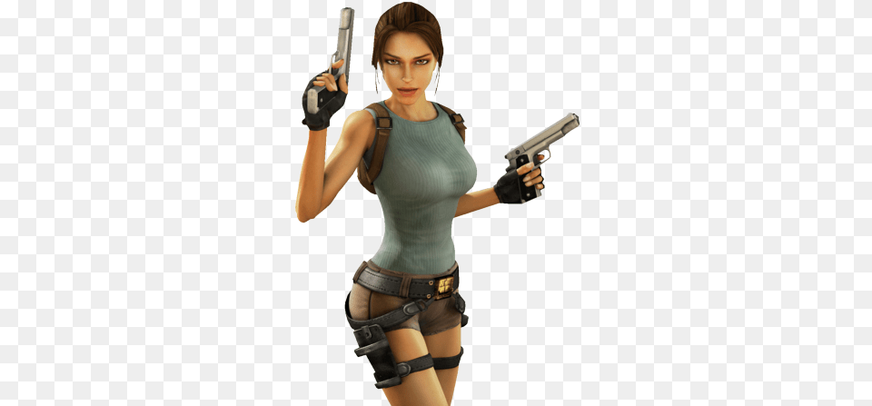 Download Tomb Raider Anniversary Render, Clothing, Costume, Weapon, Firearm Png Image