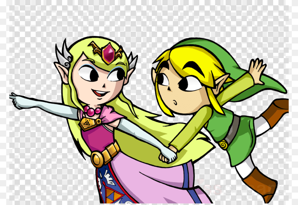 Download Toon Link De Zelda Clipart The Legend Of Zelda Toon Link And Zelda, Baby, Book, Comics, Person Png