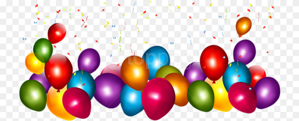Download Transparent Colorful Balloons With Confetti And Balloons Transparent, Balloon Free Png