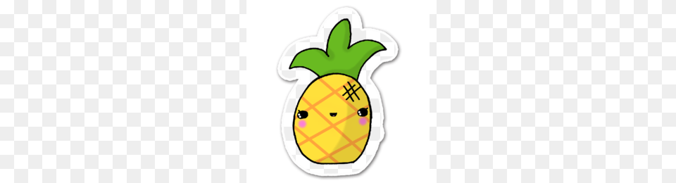 Download Transparent Cute Pineapple Clipart Pineapple Kawaii Clip Art, Food, Fruit, Plant, Produce Png