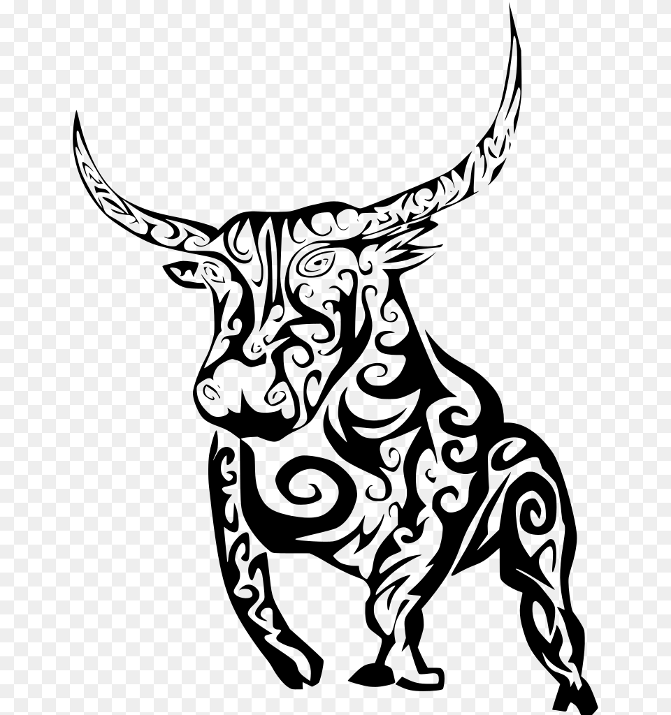 Download Tribal Cow, Gray Png Image