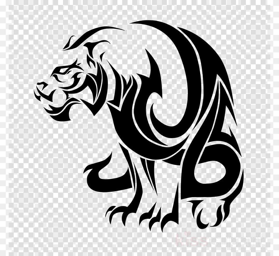 Download Tribal Tiger Tattoo Black And White Clipart Chinese Tribal Tiger Tattoo, Blackboard Free Png