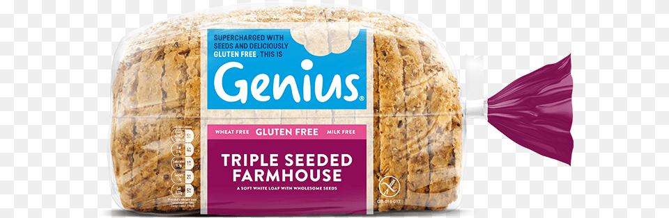 Download Triple Seeded Farmhouse 535g Genius Gluten Free Genius Spicy Fruit Loaf, Bread, Food, Meat, Pork Png Image