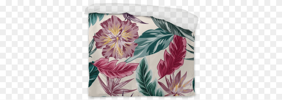 Download Tropical Flowers Jungle Leaves Bird Of Paradise Decorative, Home Decor, Cushion, Pillow, Pattern Free Png
