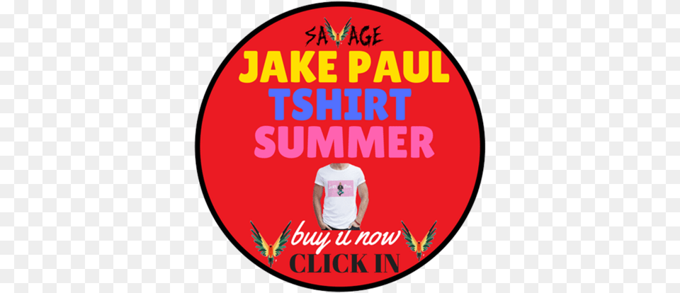 Tshirt Summer Jake Paul Savage Circle, Clothing, T-shirt, Adult, Male Free Png Download