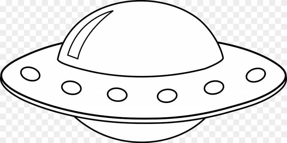Download Ufo White Background Ufo Cartoon Black And White, Clothing, Hardhat, Hat, Helmet Png Image