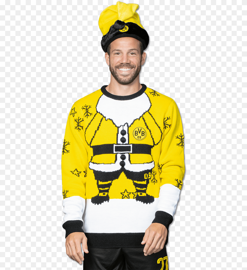 Download Ugly Christmas Sweater Ugly Christmas Sweater Bvb Ugly Christmas Sweater Bvb, Adult, Sweatshirt, Person, Man Png Image