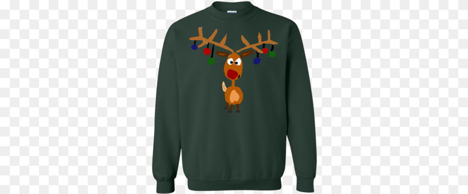 Ugly Christmas Sweaters Cool Funny Rudolph Red Sweater, Clothing, Knitwear, Sweatshirt, Long Sleeve Free Png Download