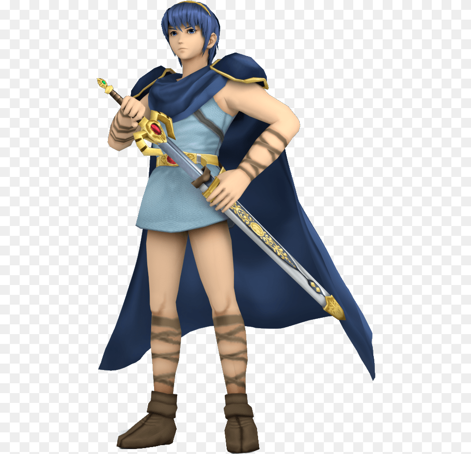 Unofficial Smash 3 Alt Classic Old Marth Fire Emblem, Weapon, Sword, Clothing, Costume Free Png Download